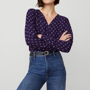 Ann Taylor Long Sleeve V-Neck Blouse  (Petite)